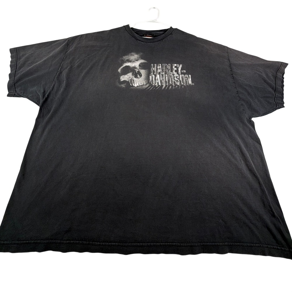 Harley-Davidson Mens 5XL T-Shirt Wabash Valley Skull Graphic Black Cotton Tee